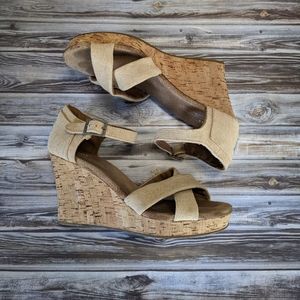 TOMS Women's Sierra Spring Strappy Wedge Sandals, Size 9
